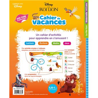 Disney - Le Roi Lion - De la Moyenne à la Grande section - Cahier de vacances 2021