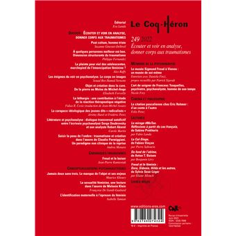 Le coq-héron 249 - Ecouter et voir en analyse, donner corps aux traumatismes