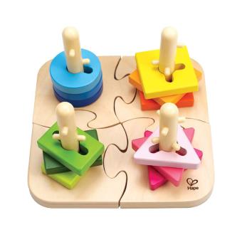 Hape puzzle en bois et planche de tri 16 pièces - Puzzle - Achat & prix