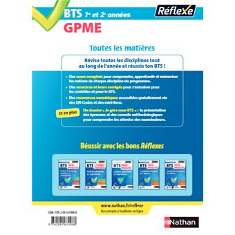 BTS Gestion de la PME - (Toutes les matières - Réflexe N°10) - 2022