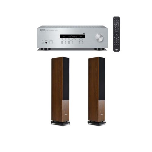 Amplificateur Yamaha R-S202D Bluetooth Argent + Enceinte Colonne Cabasse Jersey MT32 Noyer vendue par paire