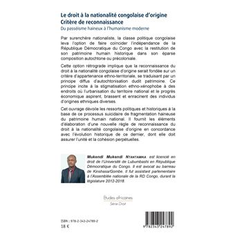 Le droit à la nationalité congolaise d'origine