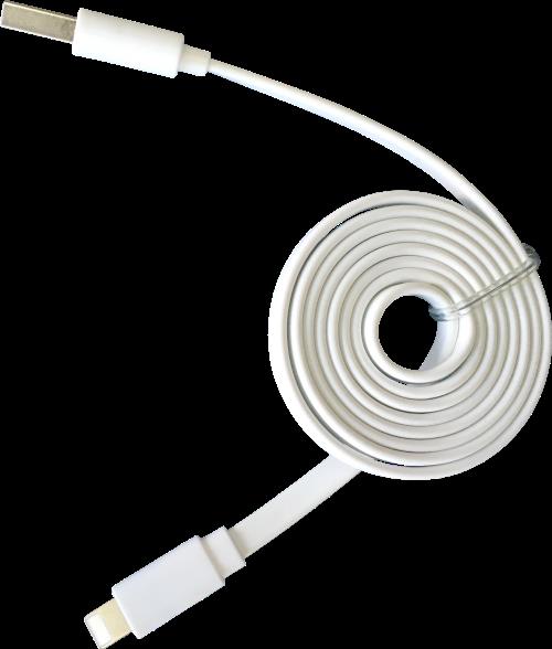 Câble plat On Earz USB Sync Charge avec connecteur lightning Blanc