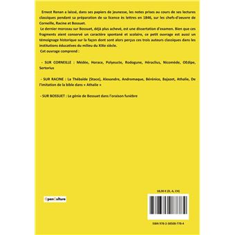 Sur Corneille, Racine et Bossuet