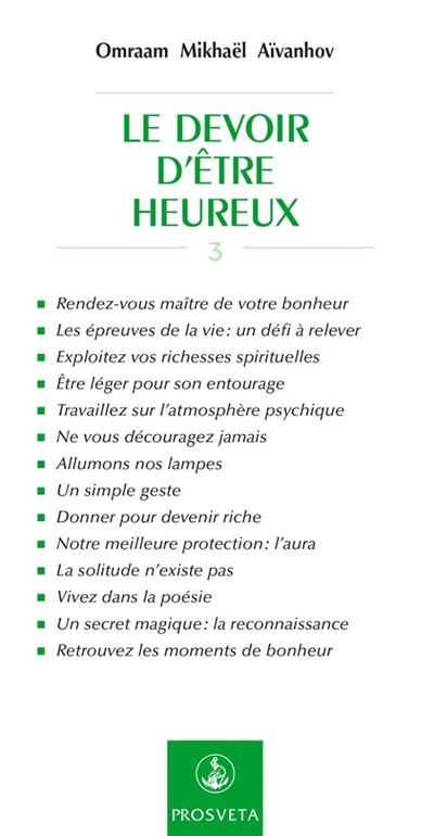 Devoir d'etre heureux - Omraam Mikhaël Aïvanhov - Poche
