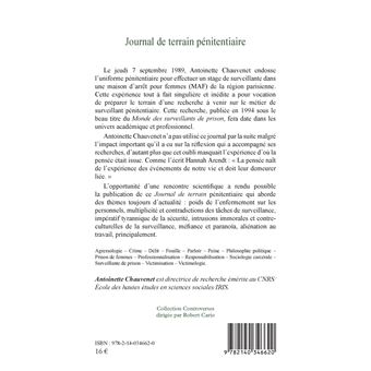 Journal de terrain pénitentiaire