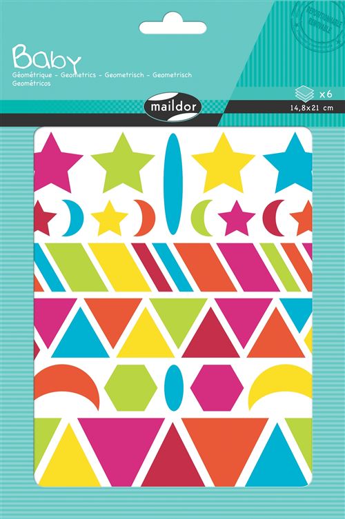 Set de 6 planches de gommettes A5 Maildor Baby Geometric
