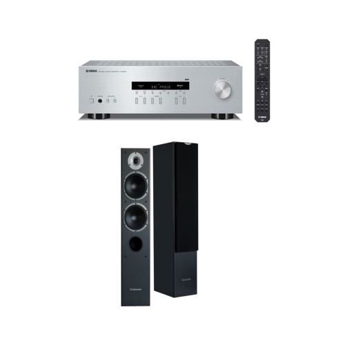 Amplificateur Yamaha R-S202D Bluetooth Argent + Enceinte colonne Cabasse Jersey MT32 Black Satin Vendue par paire
