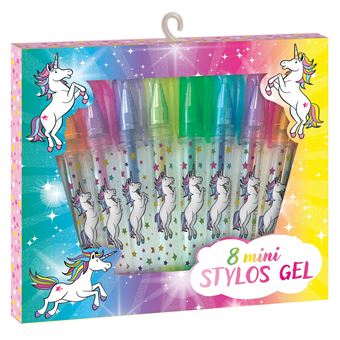 8 mini stylos gel licornes