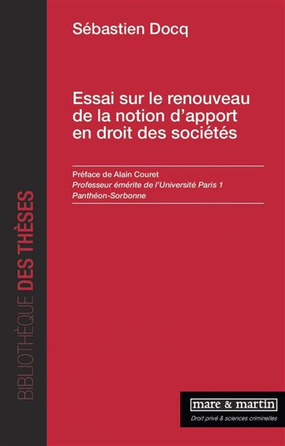 Essai sur le renouveau de la notion d'apport en société numérotée