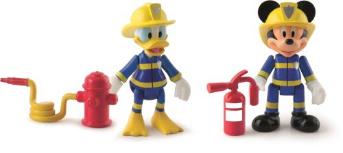 Pack de 2 figurines Mickey et Donald Pompiers Imc Toys avec accessoires