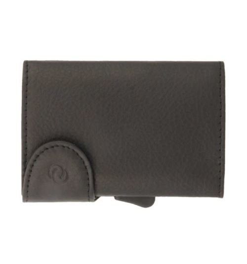 Porte-cartes en cuir avec porte-monnaie C-Secure Noir