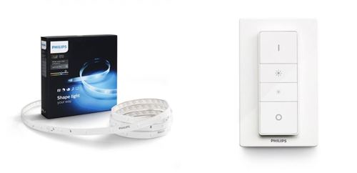 Ruban lumineux Philips Hue Lighstrip Plus 2 m + Télécommande variateur de lumière Hue Dim Switch