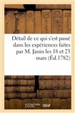 Détail de ce qui s'est passé dans les expériences faites par M. Janin les 18 et 23 mars
