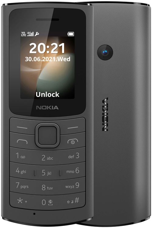 Nokia 110 4G - 4G téléphone de service - double SIM - RAM 128 Mo / Mémoire interne 48 Mo - microSD slot - rear camera - Charbon