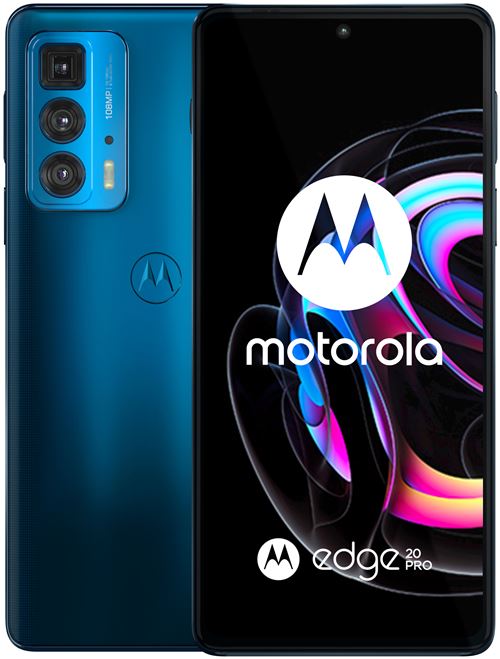 Motorola Edge 20 Pro - 5G smartphone - double SIM - RAM 12 Go / Mémoire interne 256 Go - écran OEL - 6.7"" - 2400 x 1080 pixels (144 Hz) - 3 x caméras arrière 108 MP, 8 MP, 8 MP - front camera 32 MP - bleu nuit État correct - Motorola reconditionné disponible sur Fnac