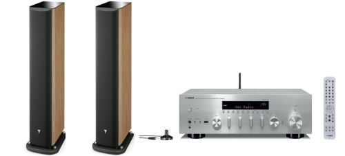 Enceinte colonne Focal Aria 936 Prime Walnut Vendue par paire + Amplificateur Yamaha R-N803D Argent