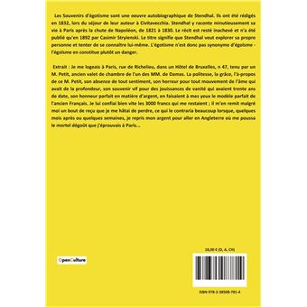 Souvenirs d'Égotisme : autobiographie et lettres inédites