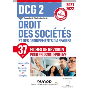 DCG 2 Droit des sociétés et des groupements d'affaires - Fiches de révision 2021/2022