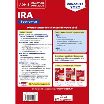Concours IRA - Catégorie A - Tout-en-un - Annales 2021 incluses