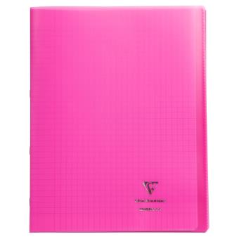 Cahier Clairefontaine Koverbook protège-cahier piqué polypro 96 pages Séyès 24 x 32 cm Rose Transparent