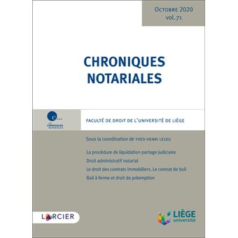Chroniques notariales - Volume 71