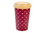 Mug en bambou Woodway motifs cœurs beige