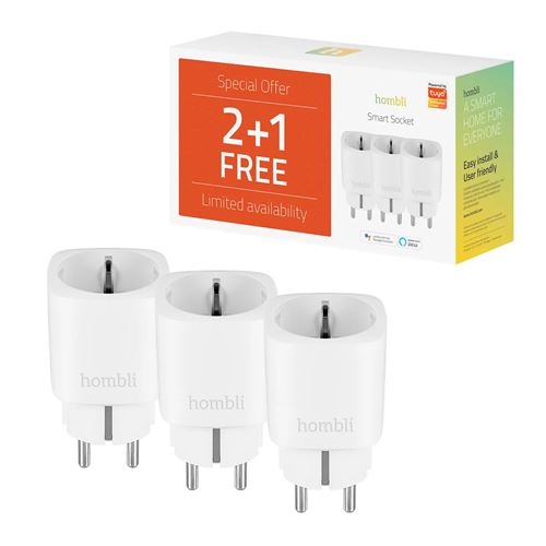 Pack Prise Connectée Hombli Smart Socket 2+1 Blanc