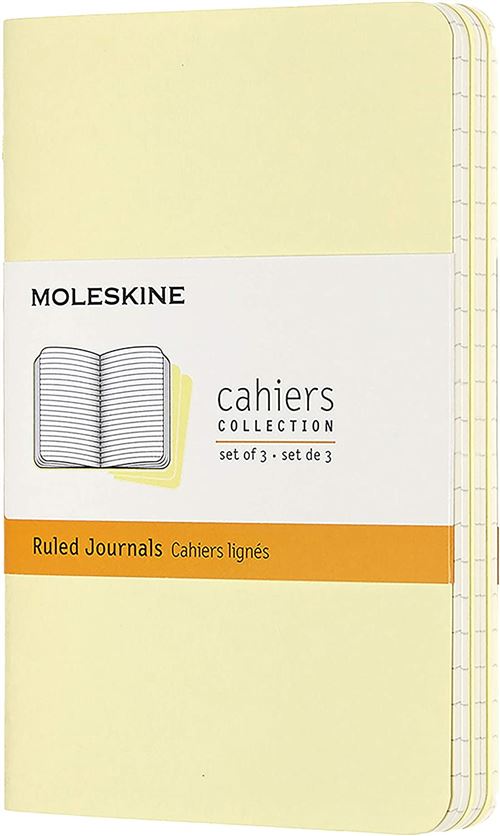 Cahier ligne poche jaune tendre set de 3