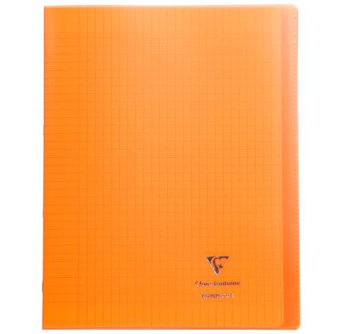 Cahier Clairefontaine Koverbook protège-cahier piqué polypro 96 pages Séyès 24 x 32 cm Orange Transparent