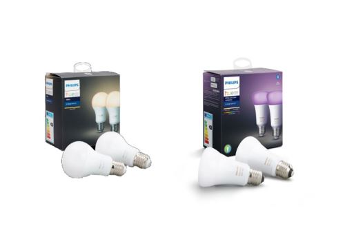 Pack de 2 ampoules connectées Philips Hue White Duobox E27 + Pack de 2 ampoules connectées Philips Hue White and color ambiance Duobox E27