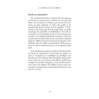 Les réalités de la vie en entreprise