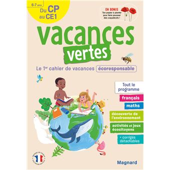 Cahier de vacances 2022, du CP vers le CE1 6-7 ans - Vacances vertes