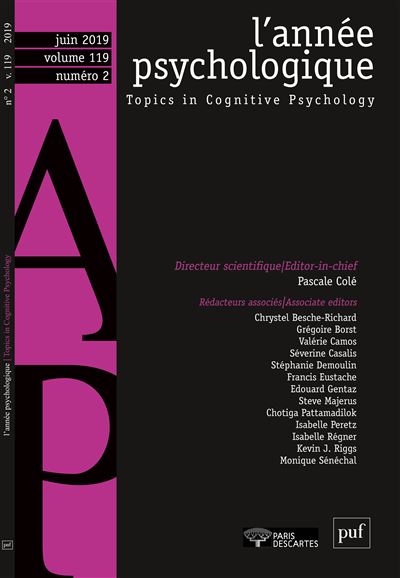 L'Année psychologique Topics in Cognitive Psychology