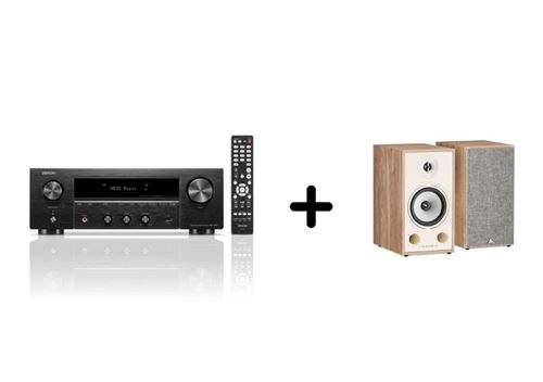Un Ampli Denon Dra-900H Noir + Une Paire D'Enceintes Bibliothèque Triangle Br03 Chêne Clair