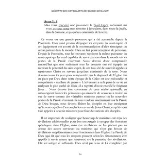 Mémento des surveillants des églises de maison