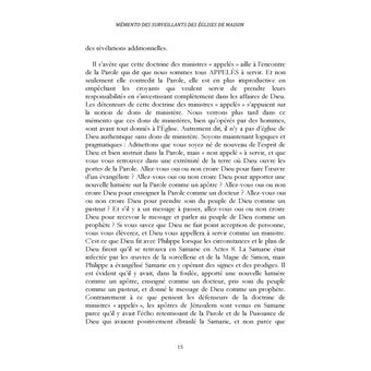 Mémento des surveillants des églises de maison