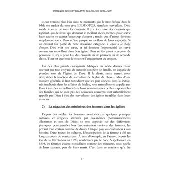 Mémento des surveillants des églises de maison