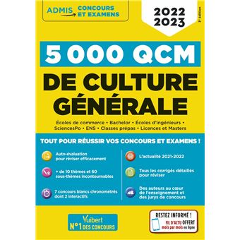 5000 QCM de culture générale + Actu en ligne mois par mois