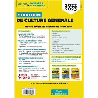 5000 QCM de culture générale + Actu en ligne mois par mois