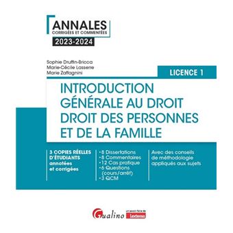 Introduction générale au droit et droit des personnes et de la famille - L1