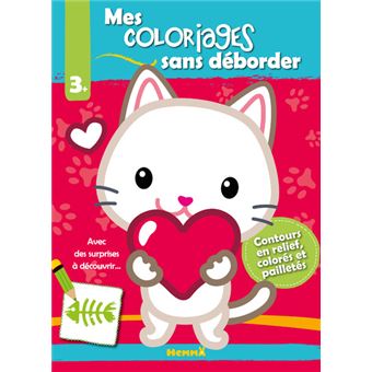 Mes coloriages sans déborder (Chat fond rouge)