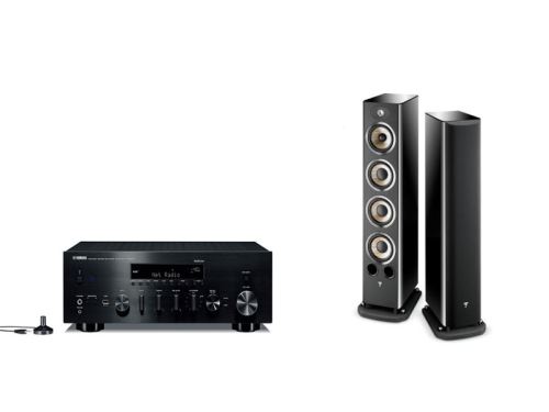 Enceinte colonne Focal Aria 936 Black High Gloss Vendue par paire + Amplificateur Yamaha R-N803D WiFi Noir