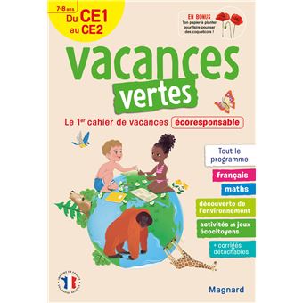 Cahier de vacances 2022, du CE1 vers le CE2 7-8 ans - Vacances vertes