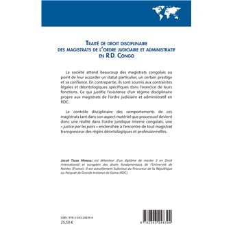 Traité de droit disciplinaire des magistrats de l'ordre judiciaire et administratif en R.D. Congo