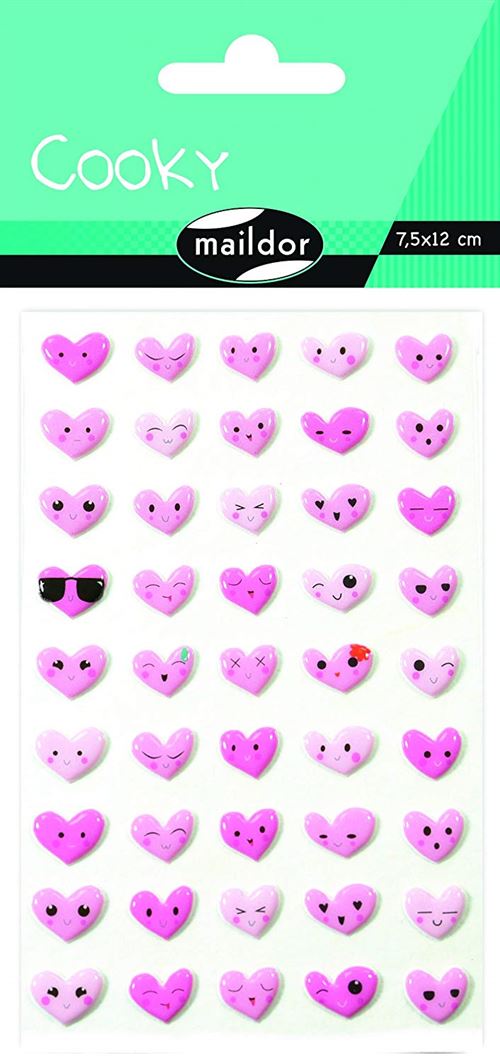 Cooky 1 planche 75 x 120 mm Emoticones coeurs - CY057O