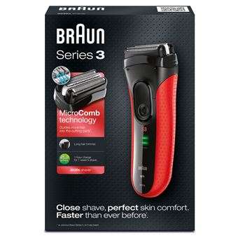 Rasoir Braun Serie 3 Proskin 3030 Noir et Rouge