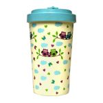 Mug en bambou Woodway motifs hibous turquoise