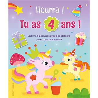 Hourra, tu as 4 ans! Livre d'anniversaire Licornes