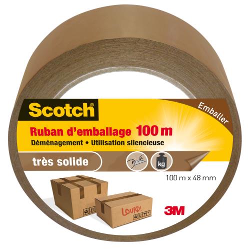 2€61 sur 3M SCOTCH Ruban adhésif d'emballage - 100 m x 48 mm - Marron -  Colle et produits de fixation - Achat & prix